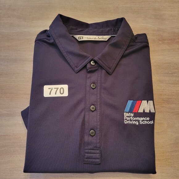 Travis Mathew BMW Performance Driving School Polo Shirt Blue Size Large - Picture 10 of 10